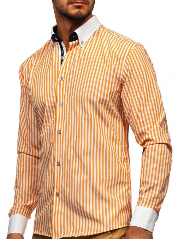 Pola garis-garis tipis dengan warna oranye